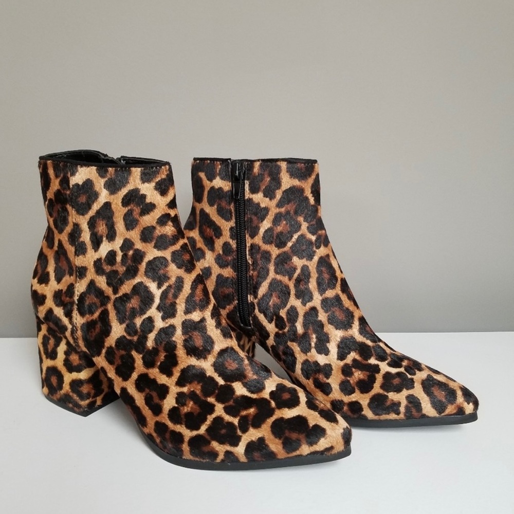 Aldo Leopard Leather Booties